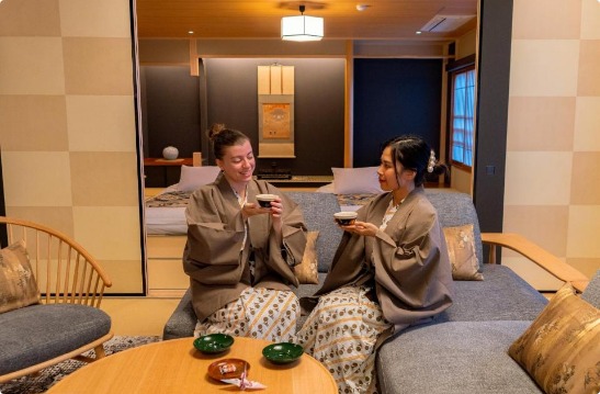 Nishiyama Ryokan traditional tatami room in central Kyoto