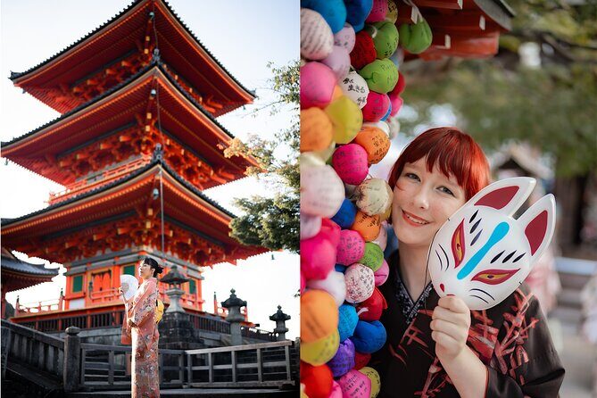 Kyoto Gion, Fushimi Inari, Arashiyama private Photoshoot - Kiyomizu-dera for the Stage Views (Big Backdrops, Photo-Friendly Drama)