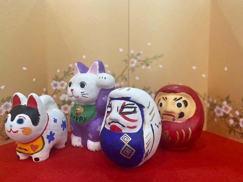 Kyoto: Make Your Own "Daruma" Craft & Painting Workshop - What you create: Daruma, lucky cat, kitsune (fox), and dog